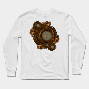 Golden clockwork with flowers Long Sleeve T-Shirt